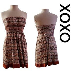 XOXO Strapless Small Boho Stretch Mini Dress